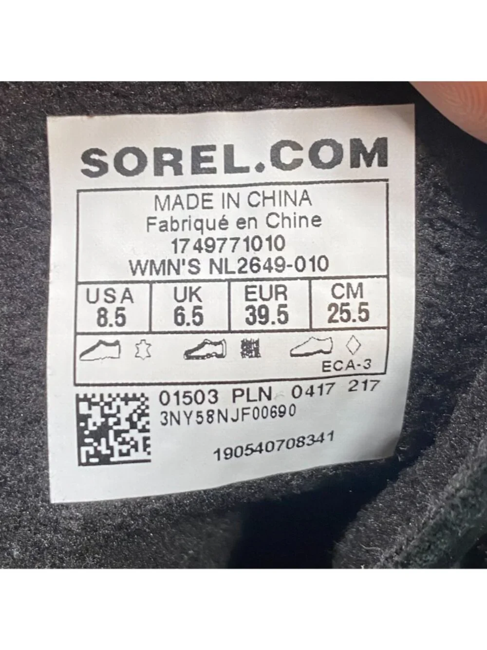 Sorel Caribou Womens Slim Waterproof Winter Snow Boots Black Size 8.5 Faux Fur